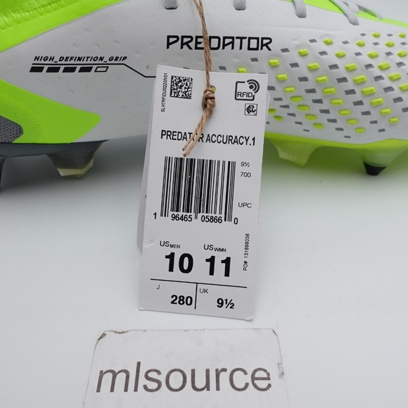 NEW Size 10 Men's adidas Predator Accuracy.1 SG Soccer Cleats IF2294 Cloud White - Picture 7 of 8